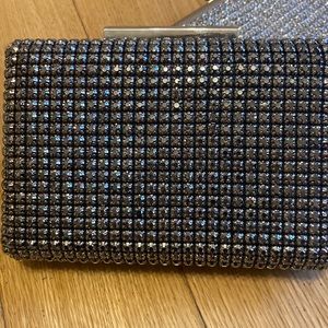 Beaded Formal Black and Chrome Square Evening Bag
